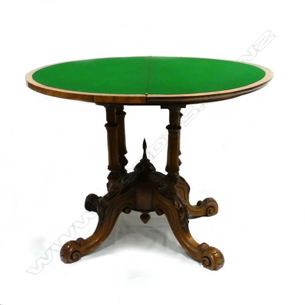 A Victorian walnut card table Image 1++