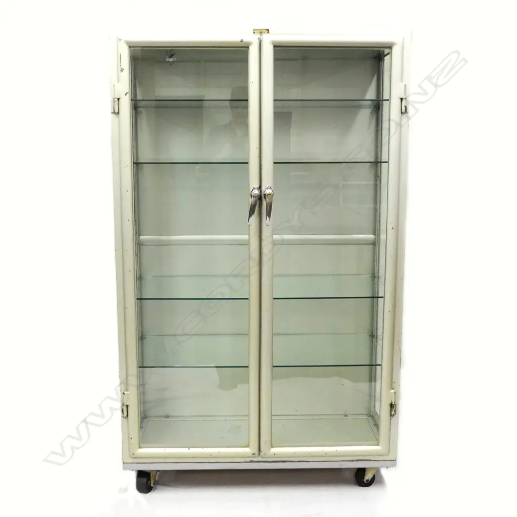 A metal and glass surgical instrument cabinet Image 1++