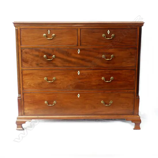 A Victorian mahogany five drawer chest