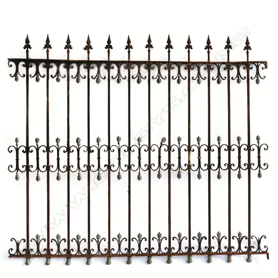 Three vintage decorative large iron panels