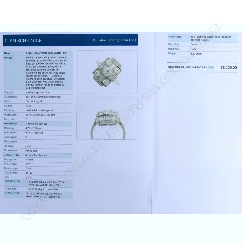 An 18ct white gold and diamond Art Deco style ring Image 1++