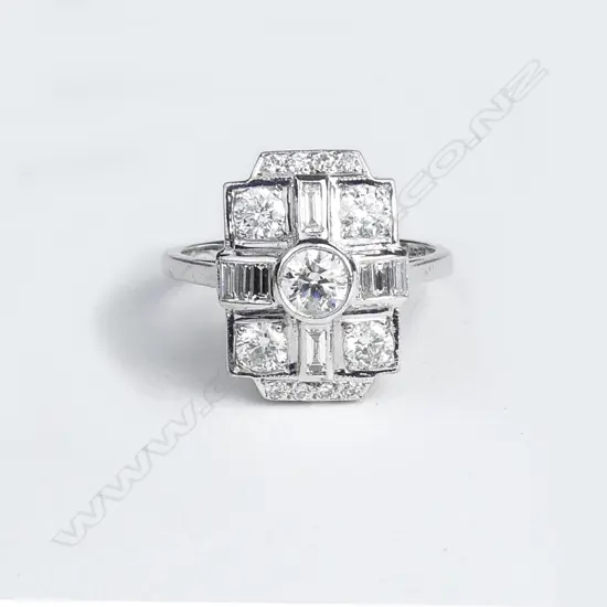 An 18ct white gold and diamond Art Deco style ring