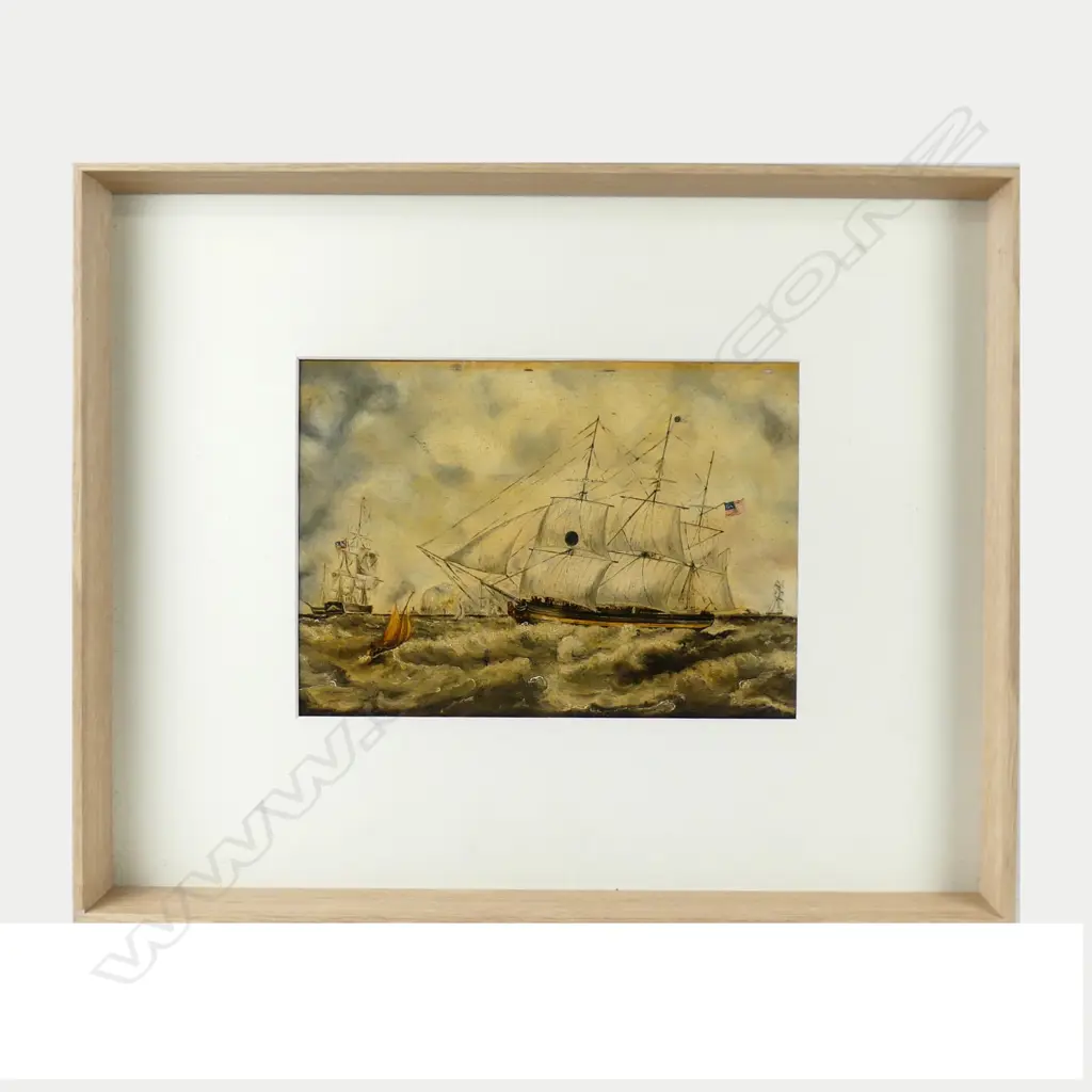A 19thC marine painting on tin Image 1++