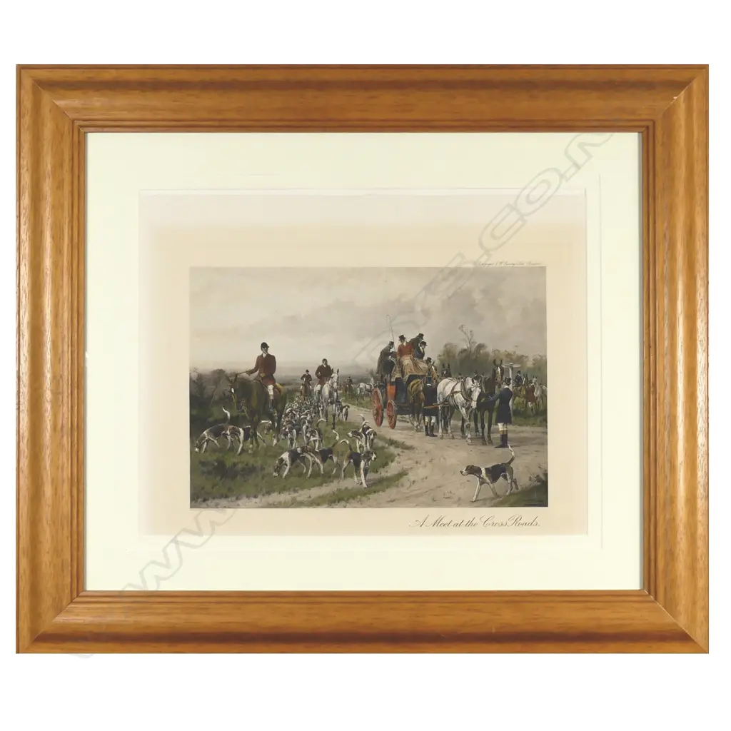 Pair of hand coloured hunting engravings Image 1++