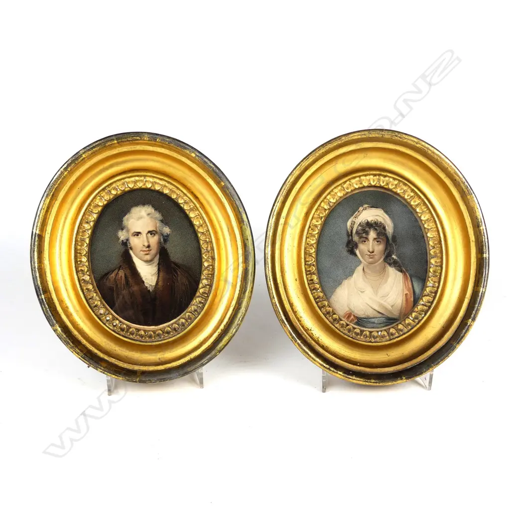 A pair of late Georgian portrait miniature etchings Image 1++