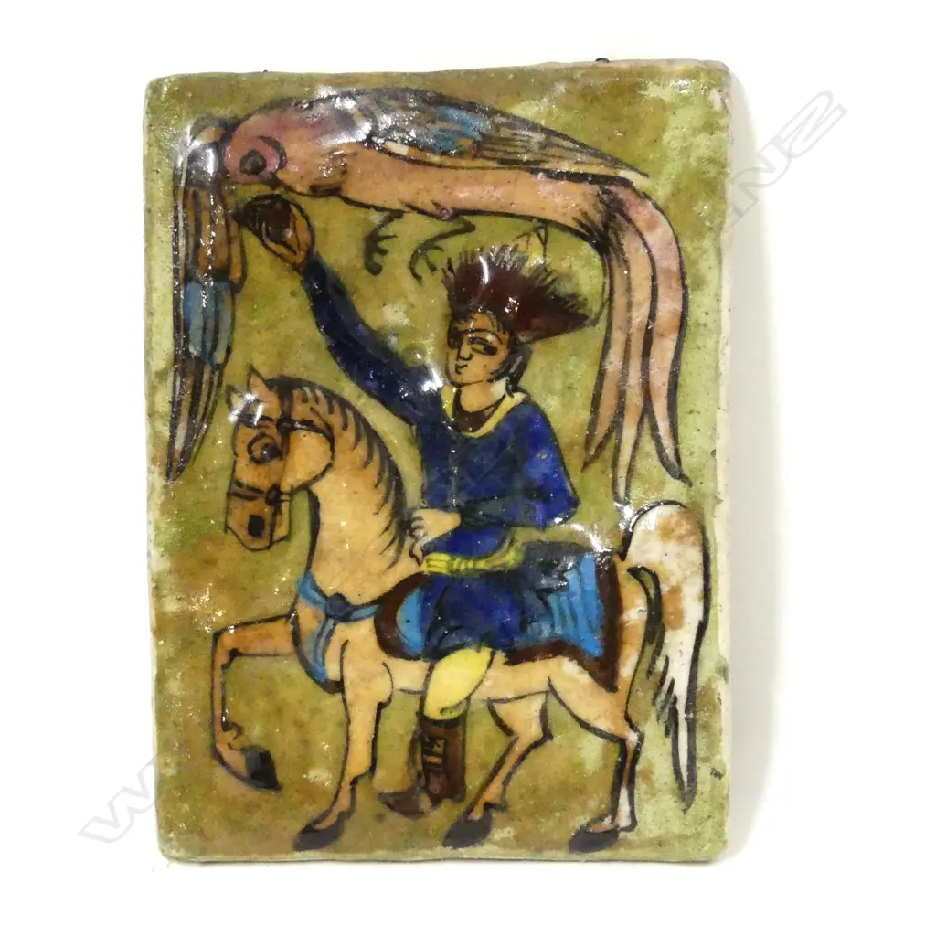 A late 19thC Persian Qajar tile Image 1++