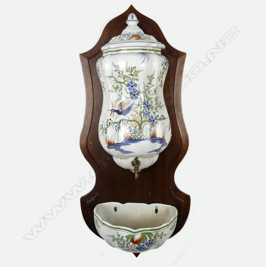 A vintage French earthenware tin glazed wall cistern Image 1++