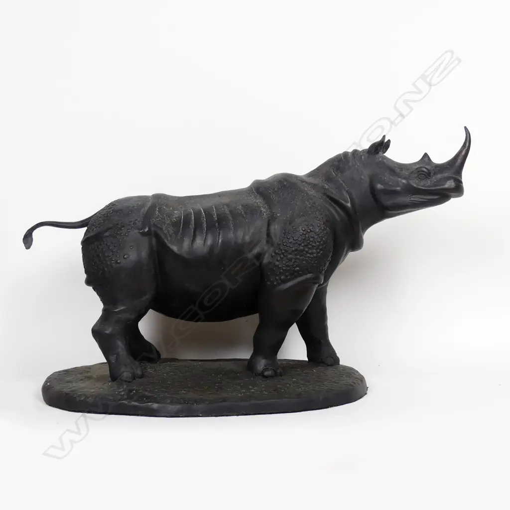 A large mid/late 20thC bronze statue of a rhinoceros Image 1++