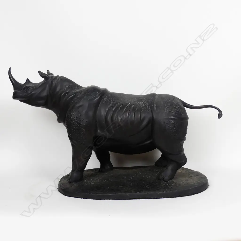 A large mid/late 20thC bronze statue of a rhinoceros Image 1++