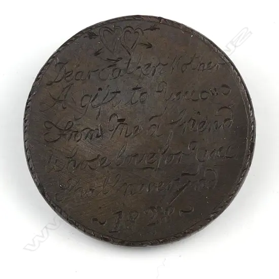 An uncommon 1828 hand-engraved 1797 ‘cartwheel’ penny