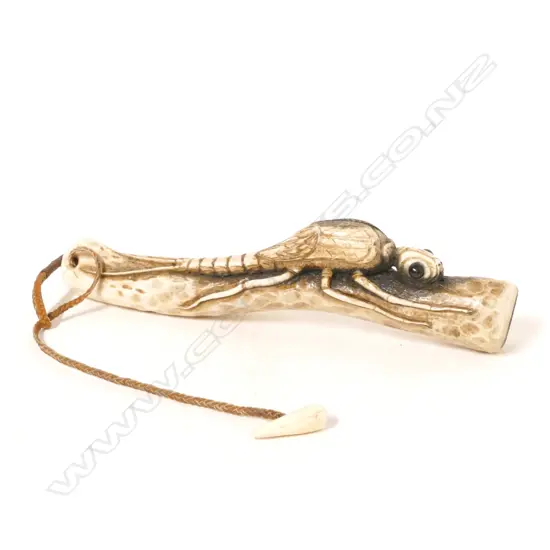 A carved antler cabinet piece angler's 'priest' by Taupo master carver Des Baker