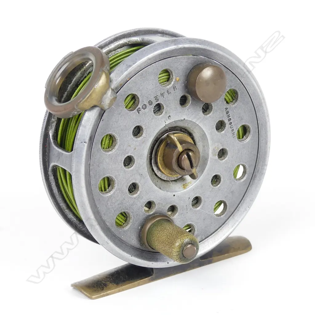 A vintage Foster of Ashbourne 3” brass and alloy fly reel Image 1++