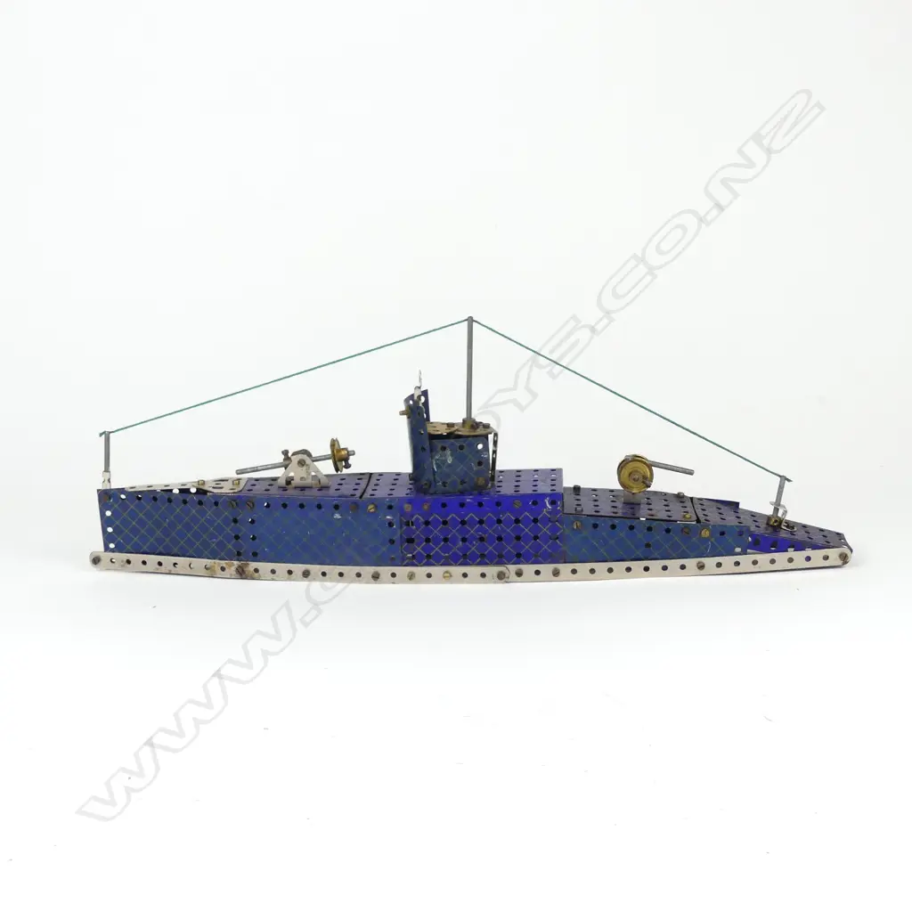 A 1930s Meccano ‘hatch blue’ and nickel constructed toy submarine Image 1++