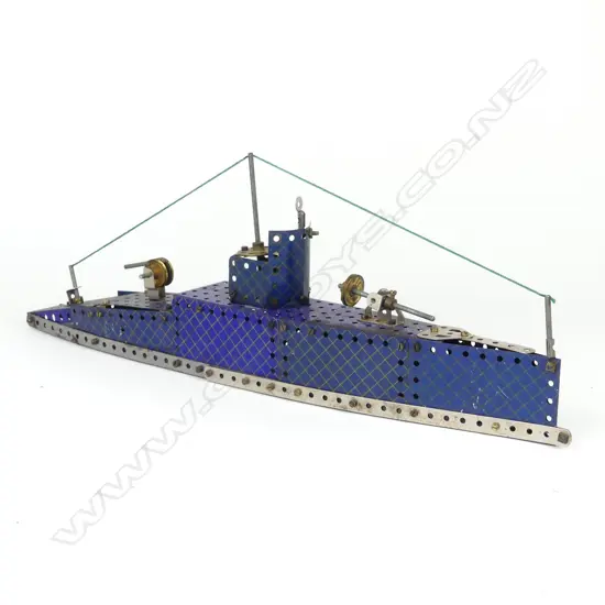 A 1930s Meccano ‘hatch blue’ and nickel constructed toy submarine
