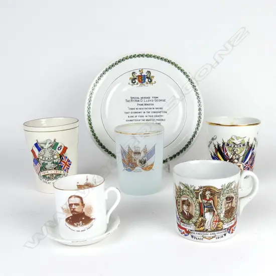 A small collection of WWI commemorative china