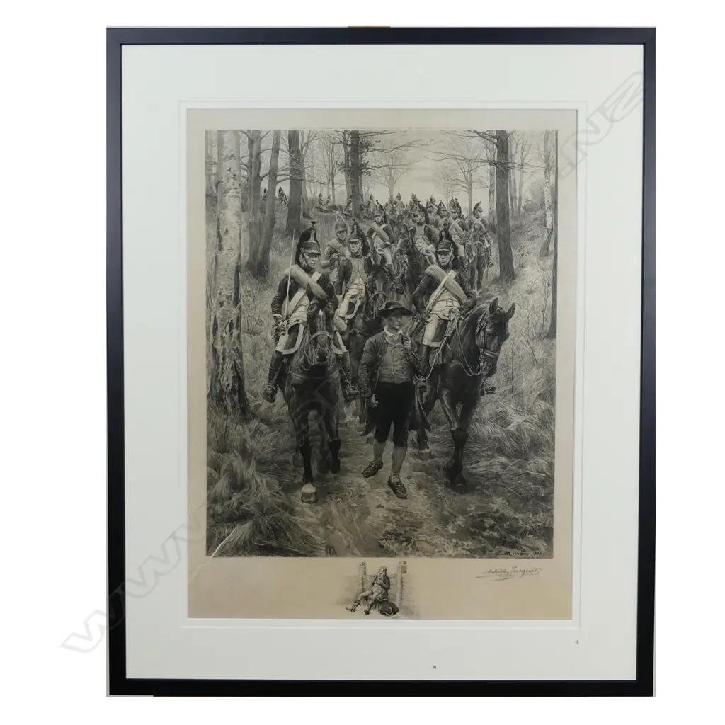 A large French military etching by Achille Jacquet Image 1++