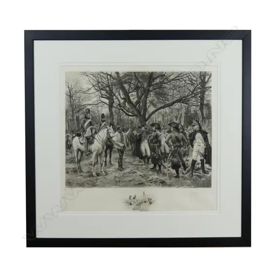 A large French military etching by Achille Jacquet