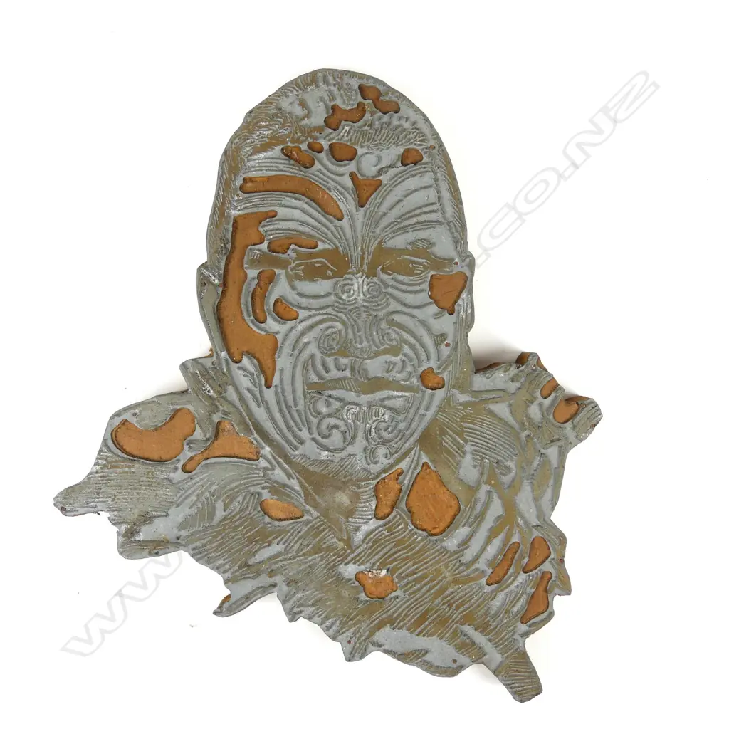 A metal etched printers block portrait of a Maori chief Image 1++