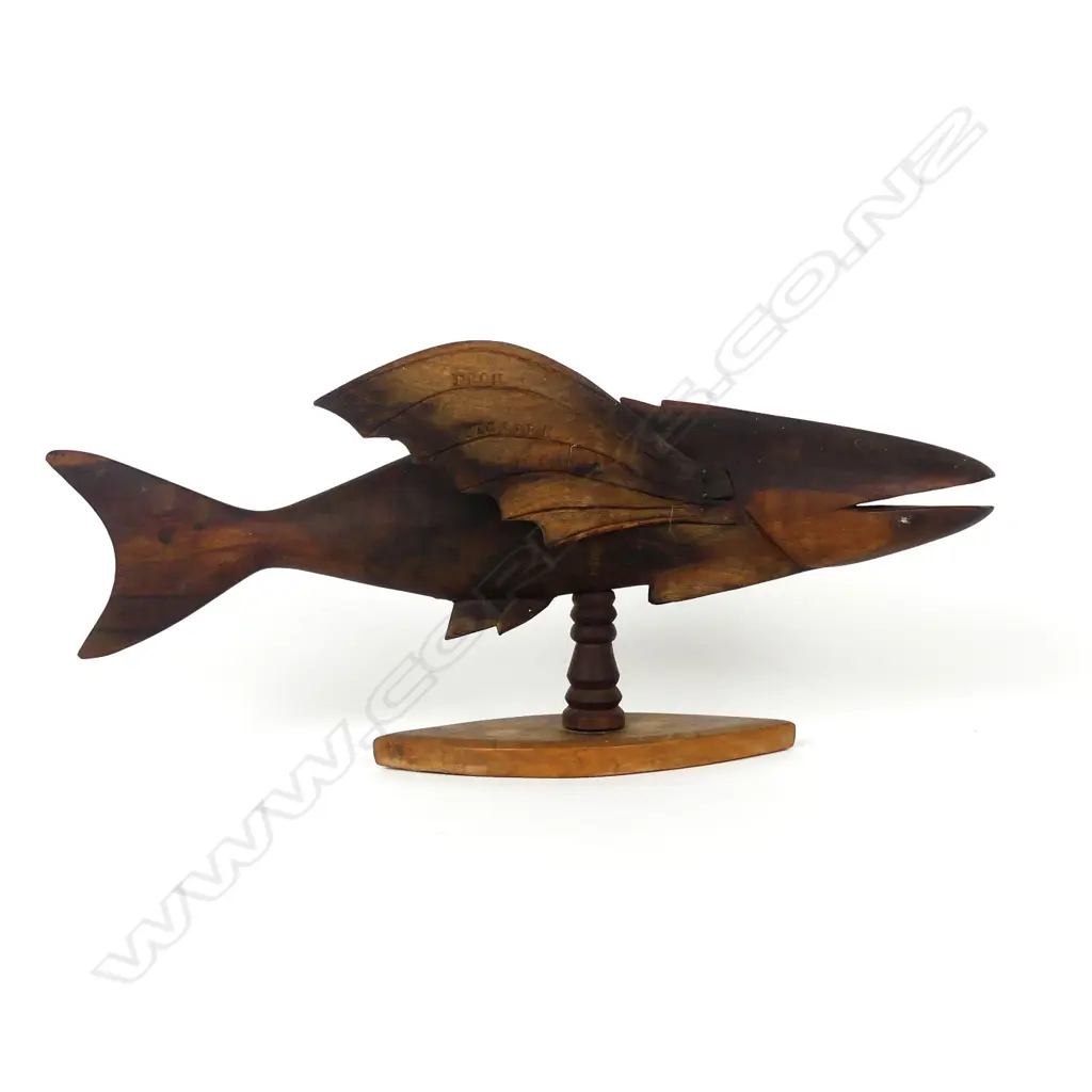A Pitcairn Island carved wood folk art flying fish Image 1++