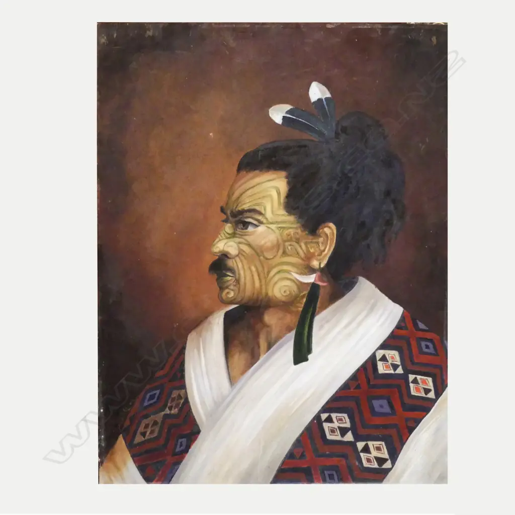 Portrait oil on board of Te Hau Takiri Wharepapa Image 1++