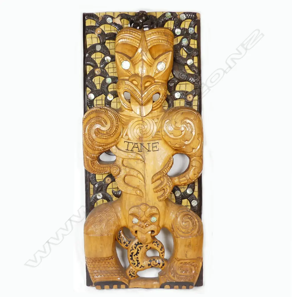 A Maori carved kauri poupou panel Image 1++