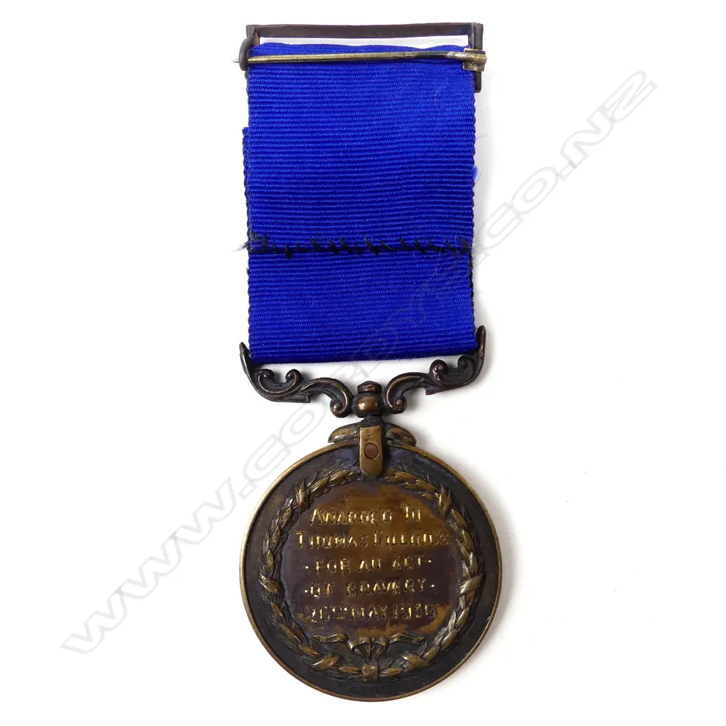 An uncommon bronze Royal Humane Society of New Zealand bravery medal and ribbon Image 1++