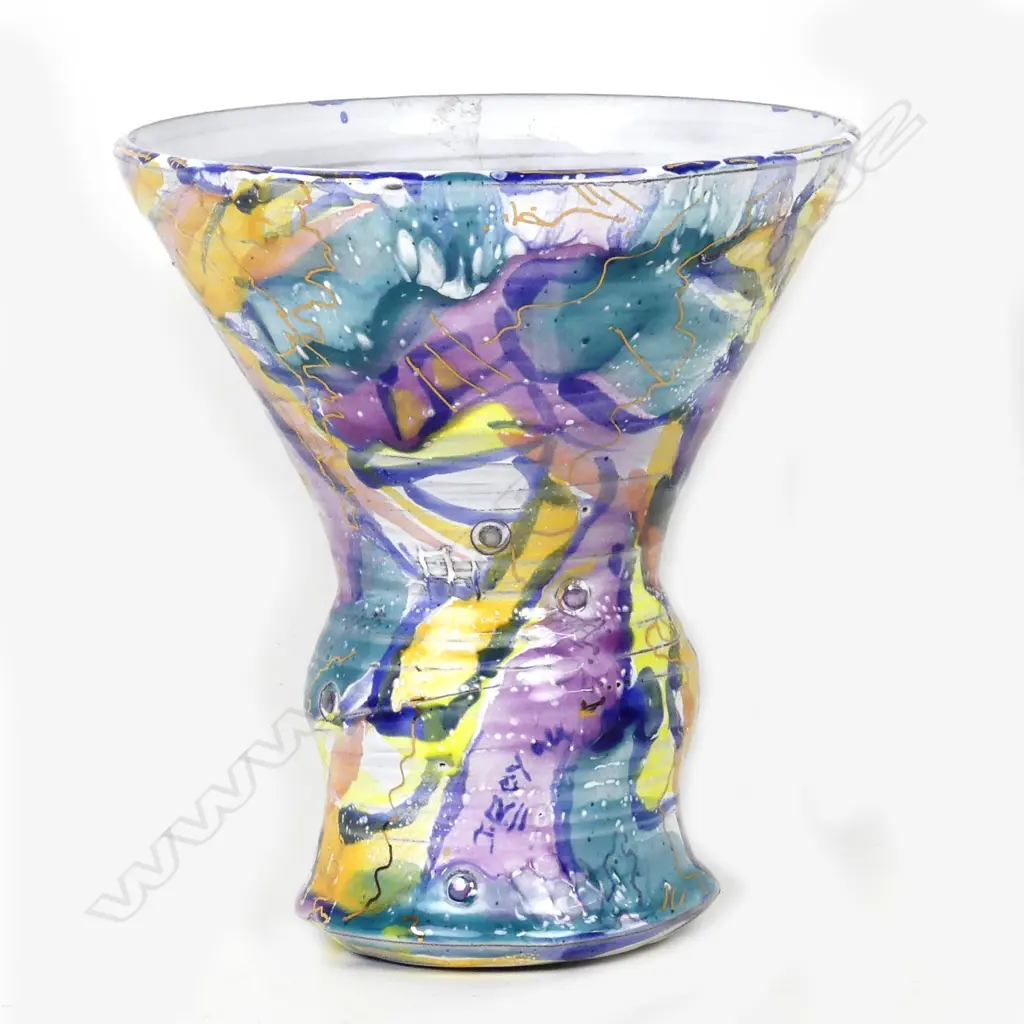 John Roy early colourful abstract painted vase Image 1++