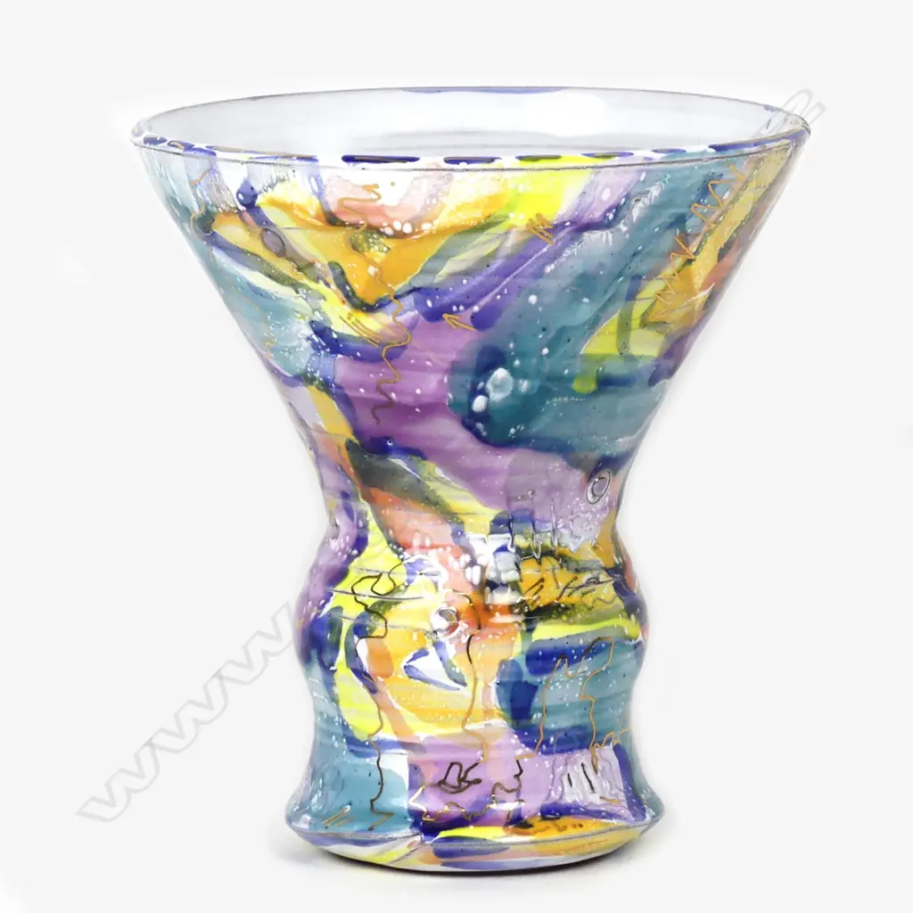 John Roy early colourful abstract painted vase Image 1++