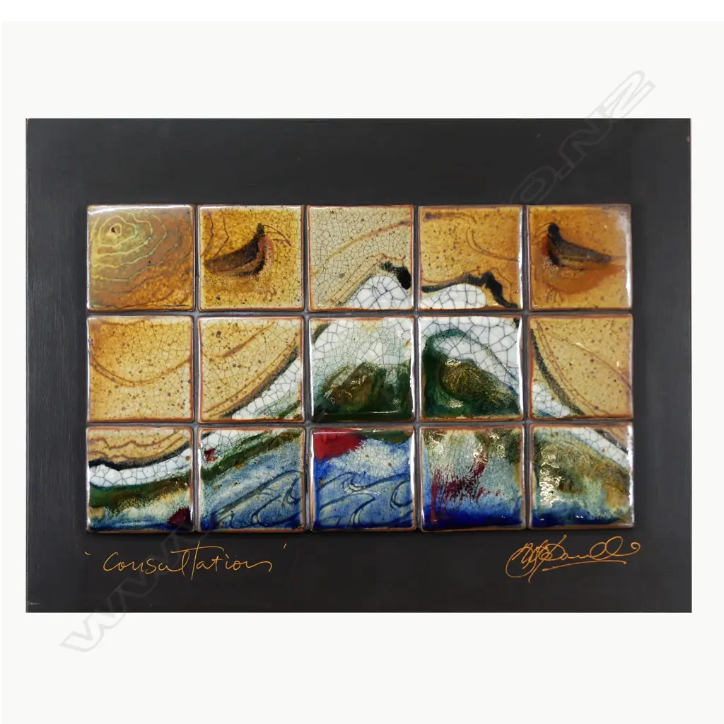 Mike O'Donnell pictorial glazed 15-tile artwork Image 1++