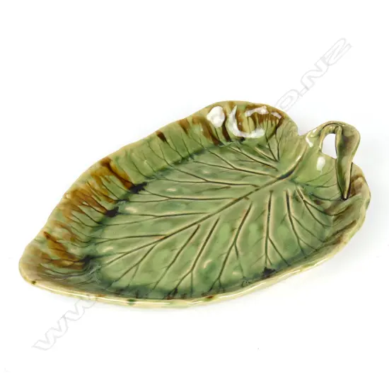 An unusual large Mollé pottery leaf dish