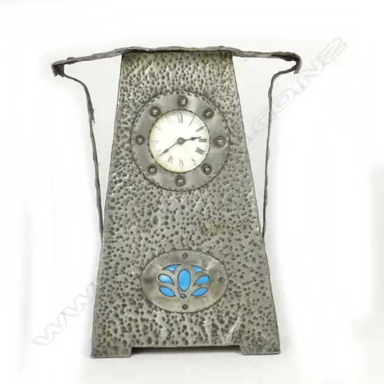 An early 20thC pewter Arts & Craft clock