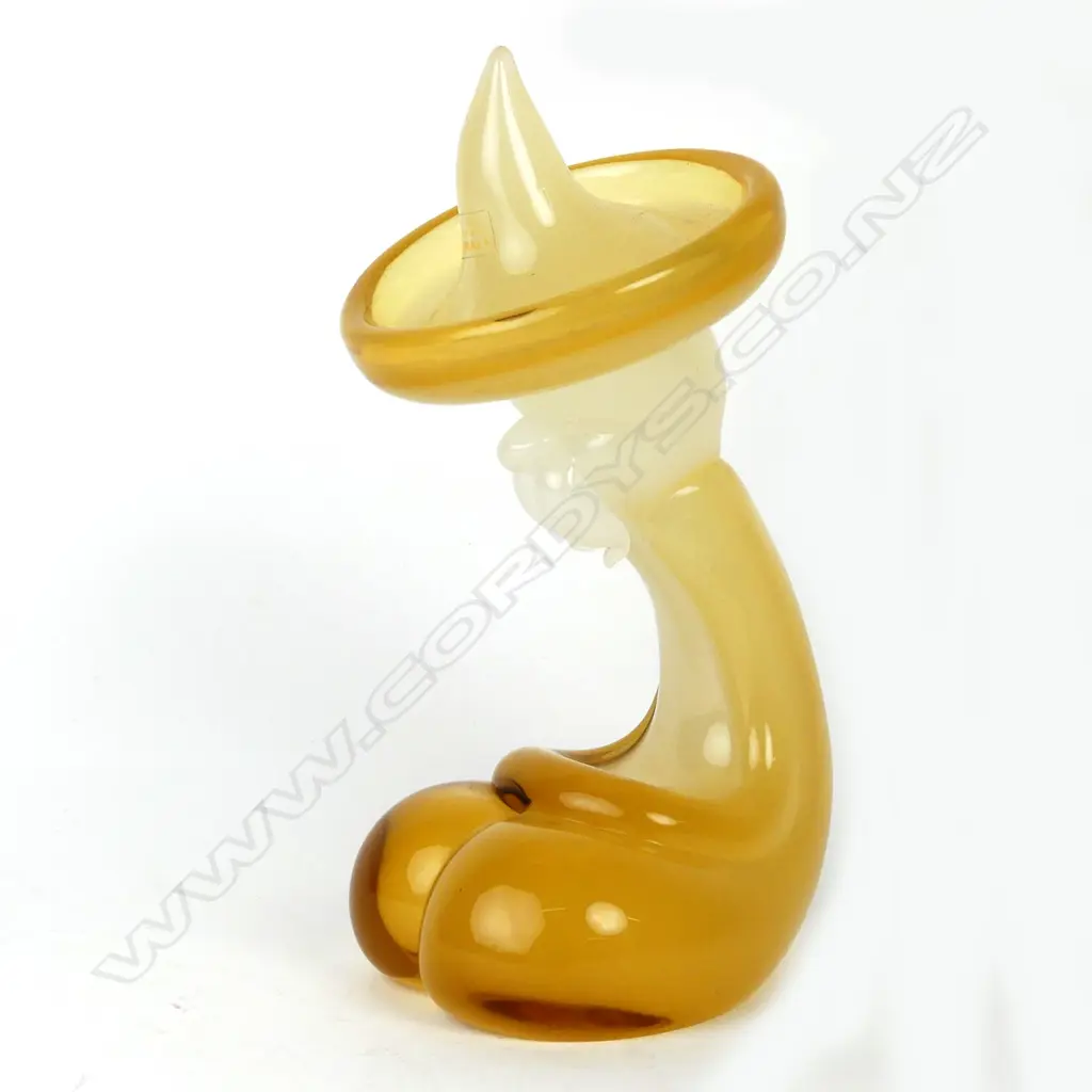 A vintage Murano Vetreria Oball glass sculpture of a seated Mexican Image 1++