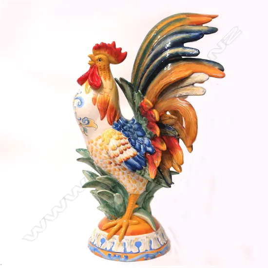 A large decorative painted cockerel by Fitz & Floyd