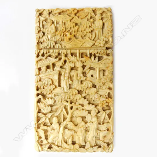 A Chinese carved ivory card case