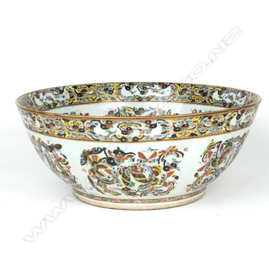 A 19thC Chinese impressive Canton 'Thousand Butterflies' punch bowl
