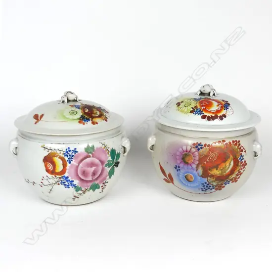 A pair of vintage Chinese lidded containers