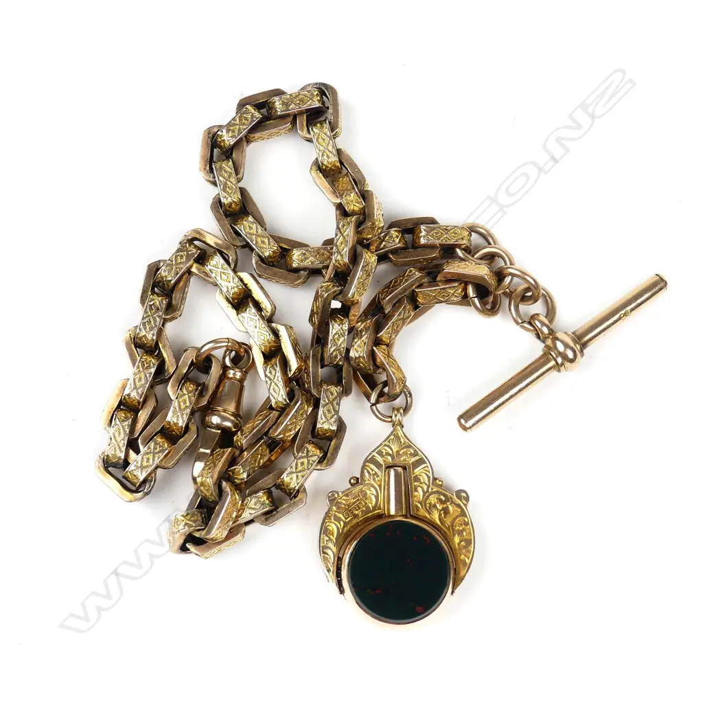 A Victorian 9ct rose gold fob chain Image 1++