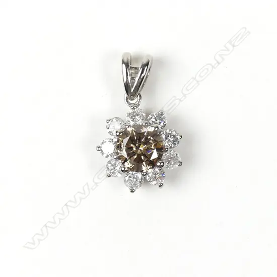 A 14ct white gold diamond pendant