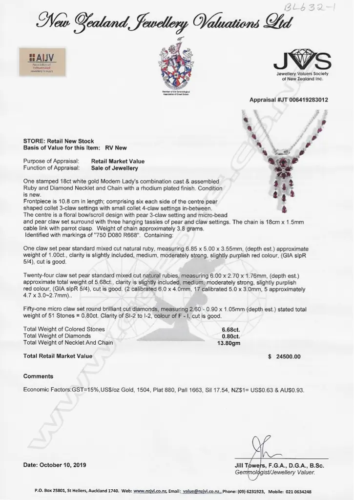 An 18ct white gold diamond and ruby necklace Image 1++