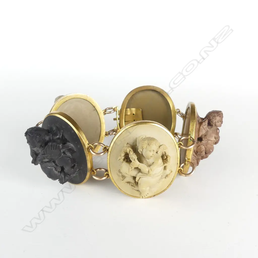 An impressive Victorian carved lava bracelet Image 1++
