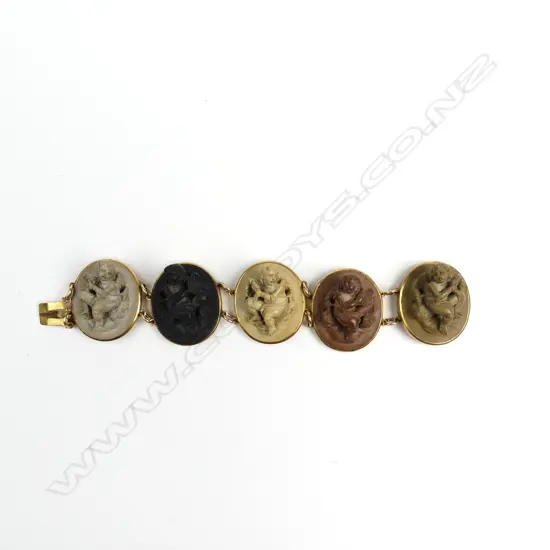 An impressive Victorian carved lava bracelet