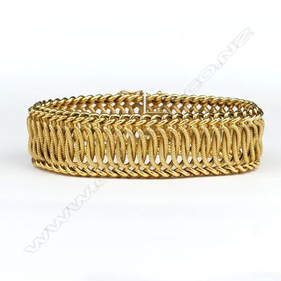 A c.1950 European 18ct. yellow gold wide bracelet