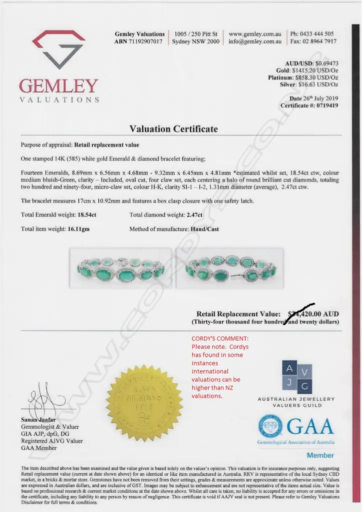 A 14ct white gold emerald and diamond bracelet Image 1++