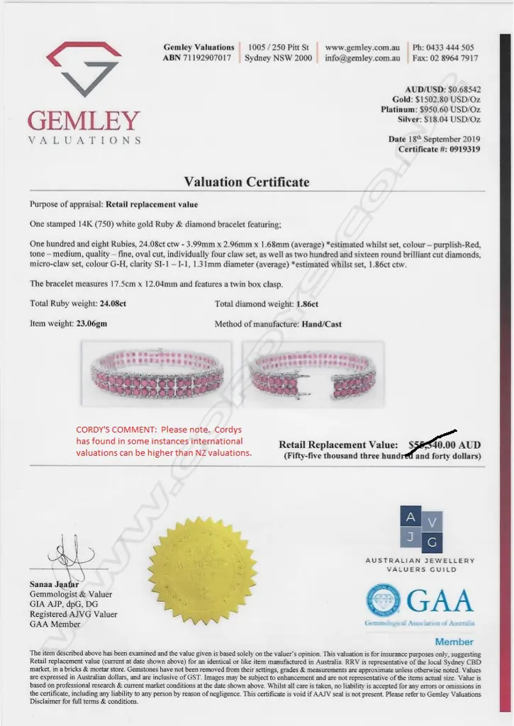 A 14ct white gold ruby and diamond bracelet Image 1++