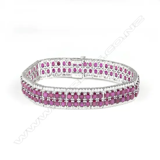 A 14ct white gold ruby and diamond bracelet