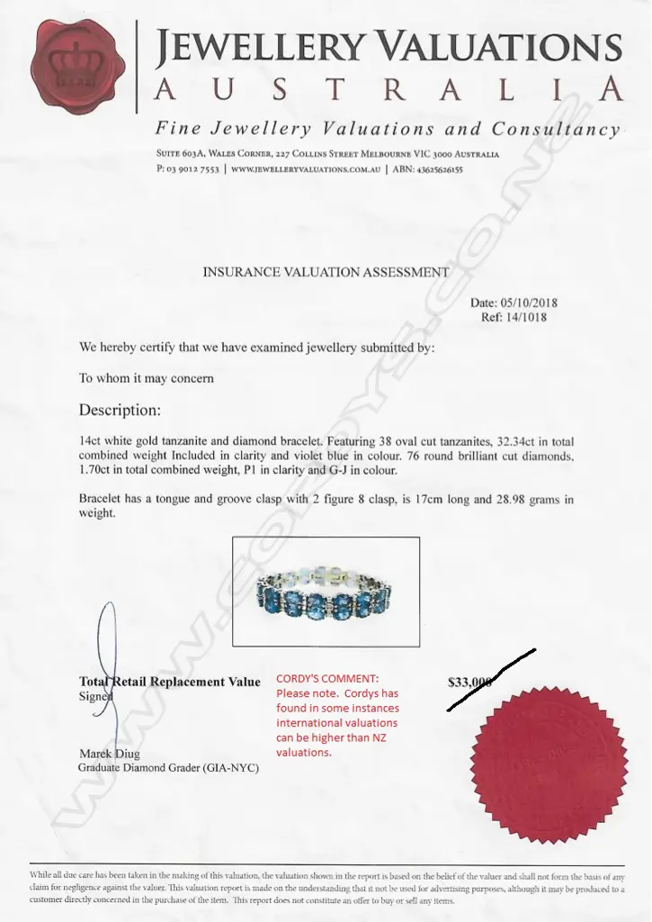 A 14ct white gold tanzanite and diamond double row bracelet Image 1++