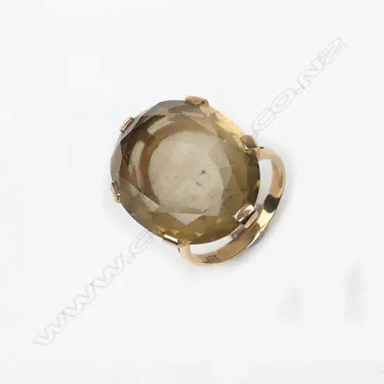 A 1970s large citrine and 9ct. gold ring