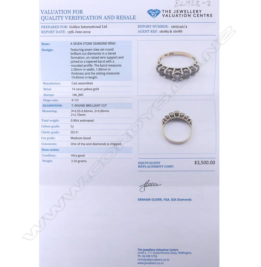 A 14ct yellow gold seven stone diamond ring Image 1++