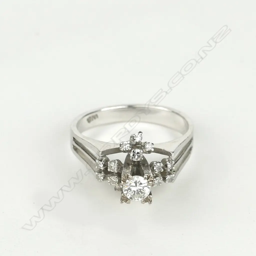 An 18ct. white gold and diamond cluster ring Image 1++