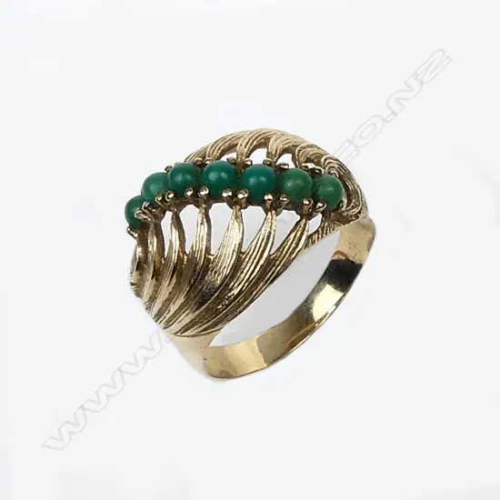 A retro 9ct gold and turquoise ring